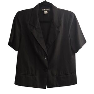 Vintage Sag Harbor short sleeve black blazer, size 8 petite
